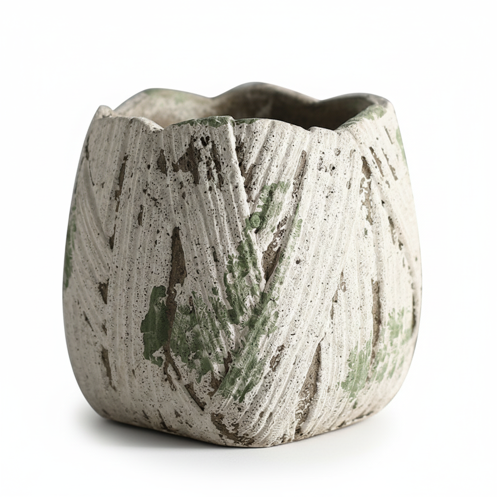 Petal Antique Finish Moss Stone Pattern Gardening Ornaments Flower Pot