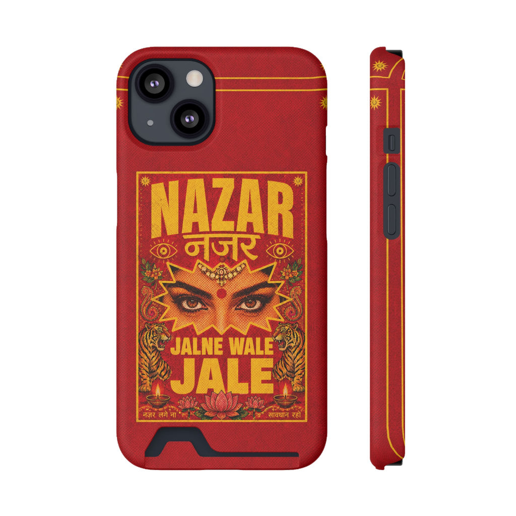 Nazar Phone Case with Card Holder — Bold Retro Indian Eye Protection Design