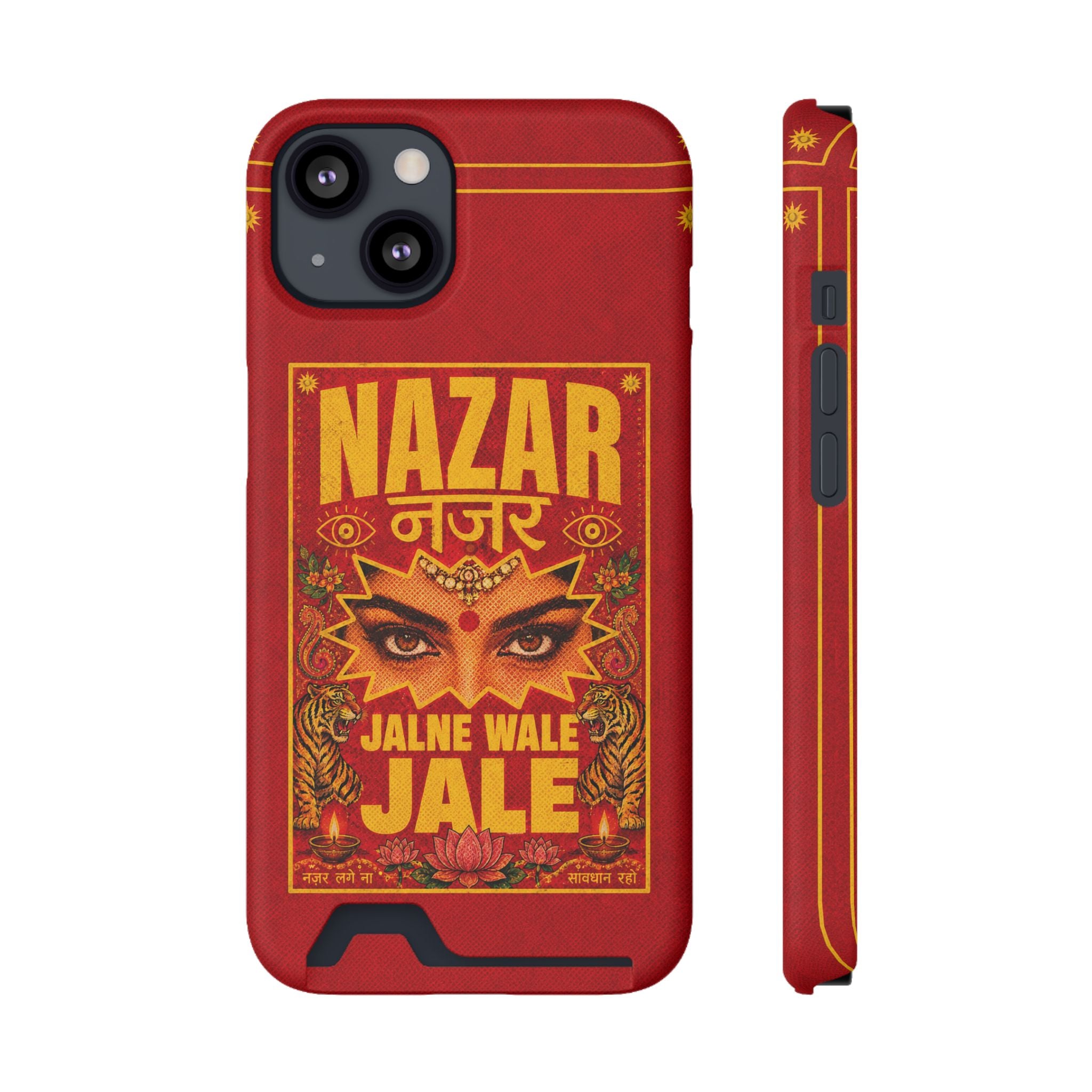 Nazar Phone Case with Card Holder — Bold Retro Indian Eye Protection Design