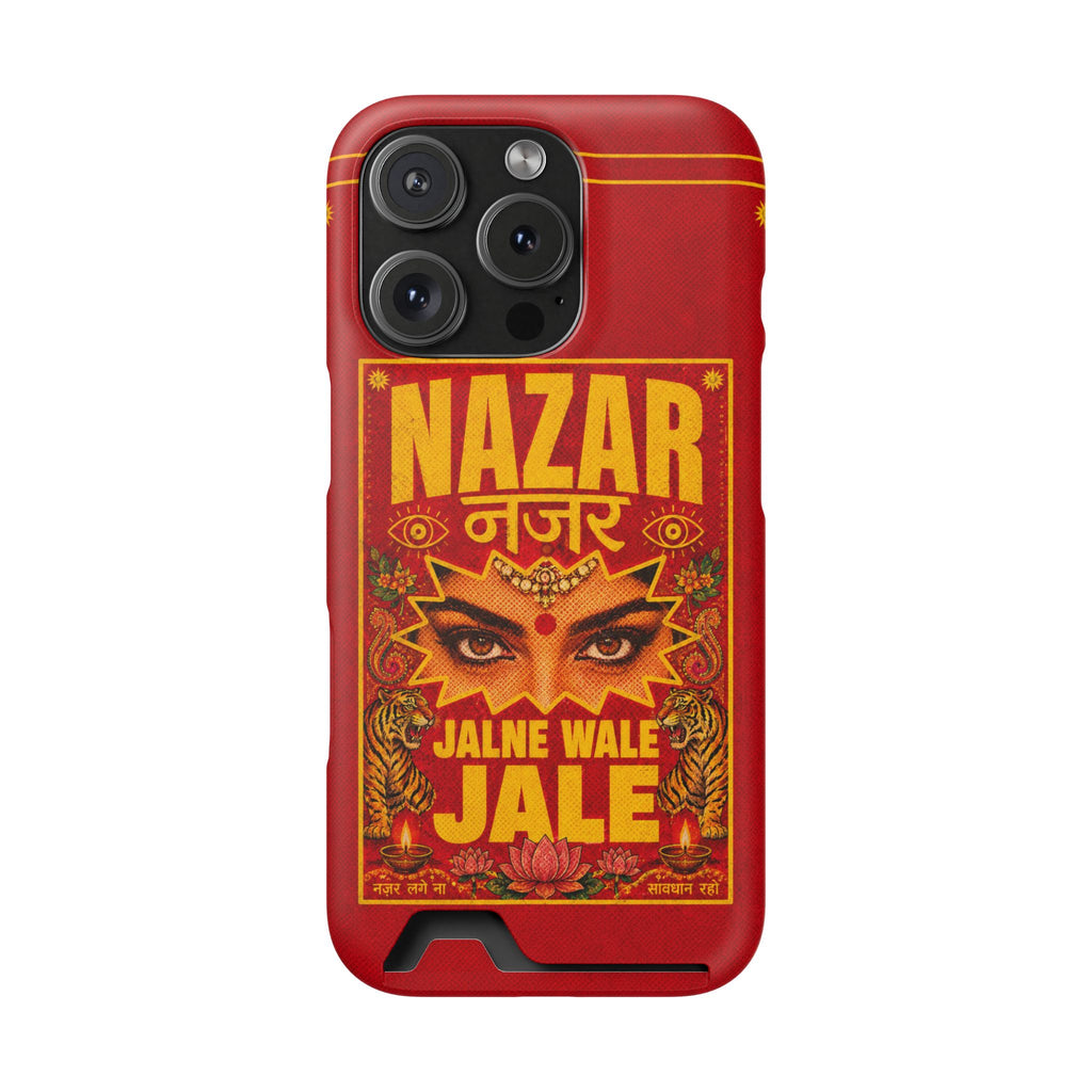 Nazar Phone Case with Card Holder — Bold Retro Indian Eye Protection Design