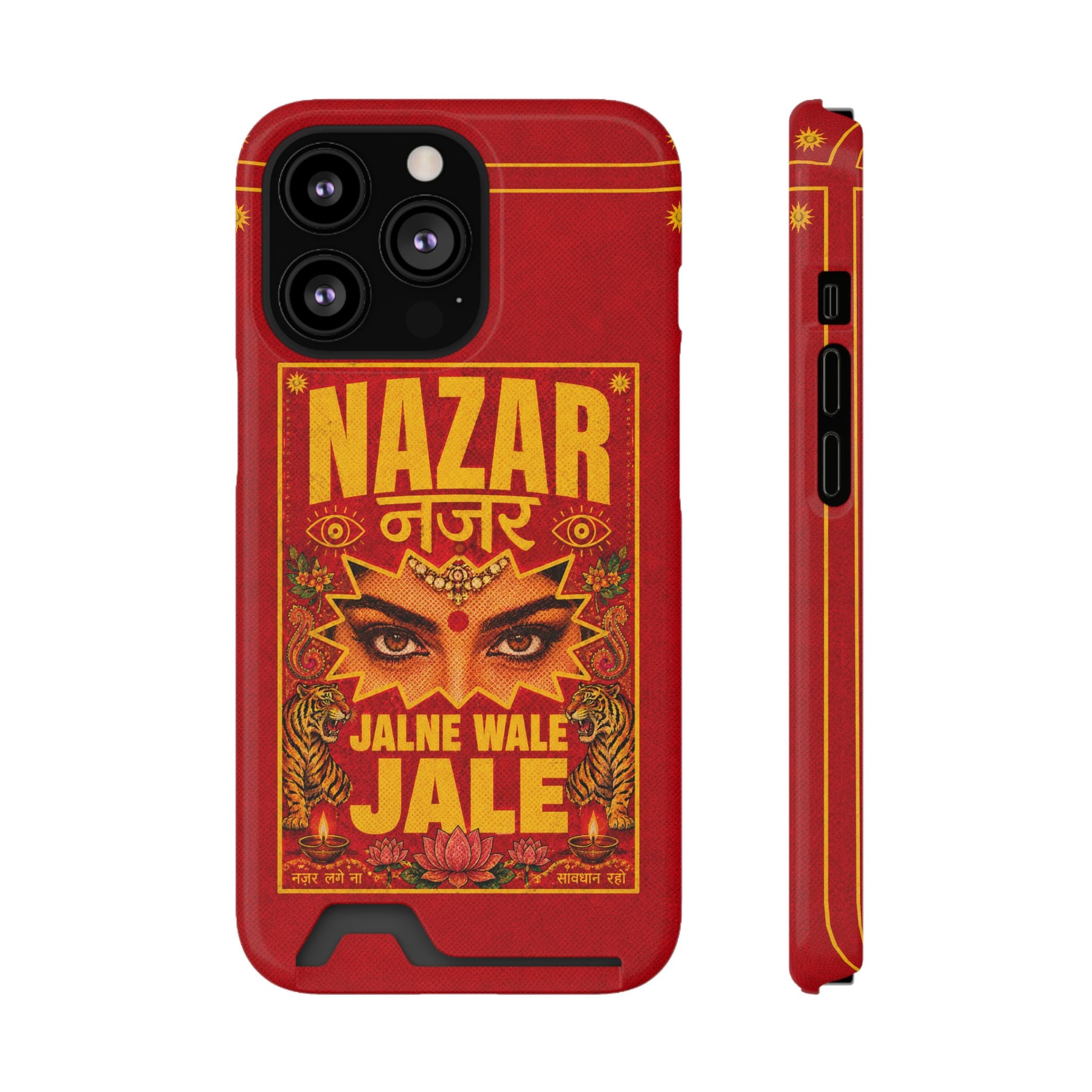 Nazar Phone Case with Card Holder — Bold Retro Indian Eye Protection Design