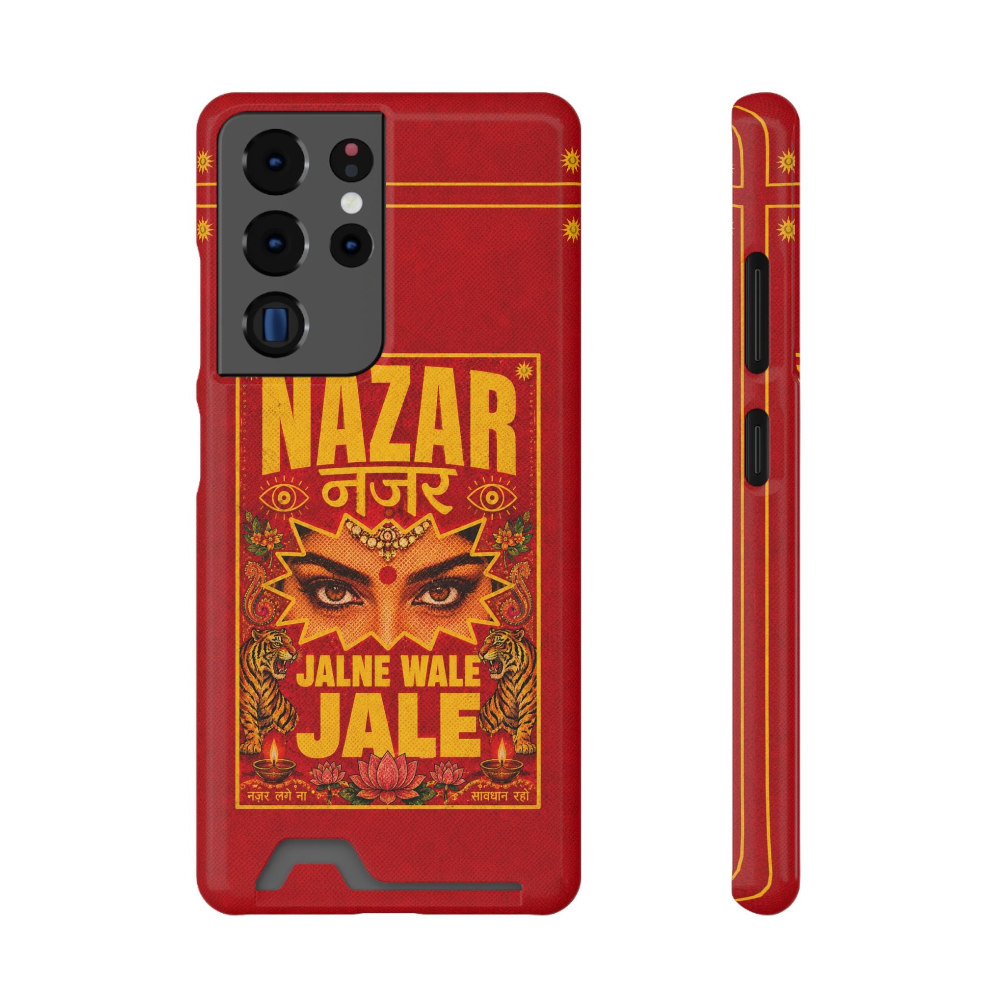 Nazar Phone Case with Card Holder — Bold Retro Indian Eye Protection Design