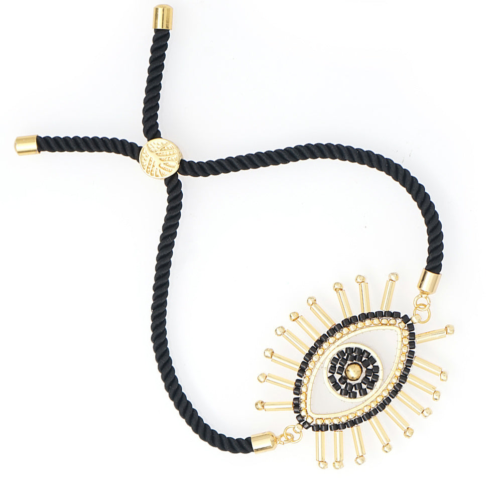 Rice beads hand-woven Evil Eye bracelet