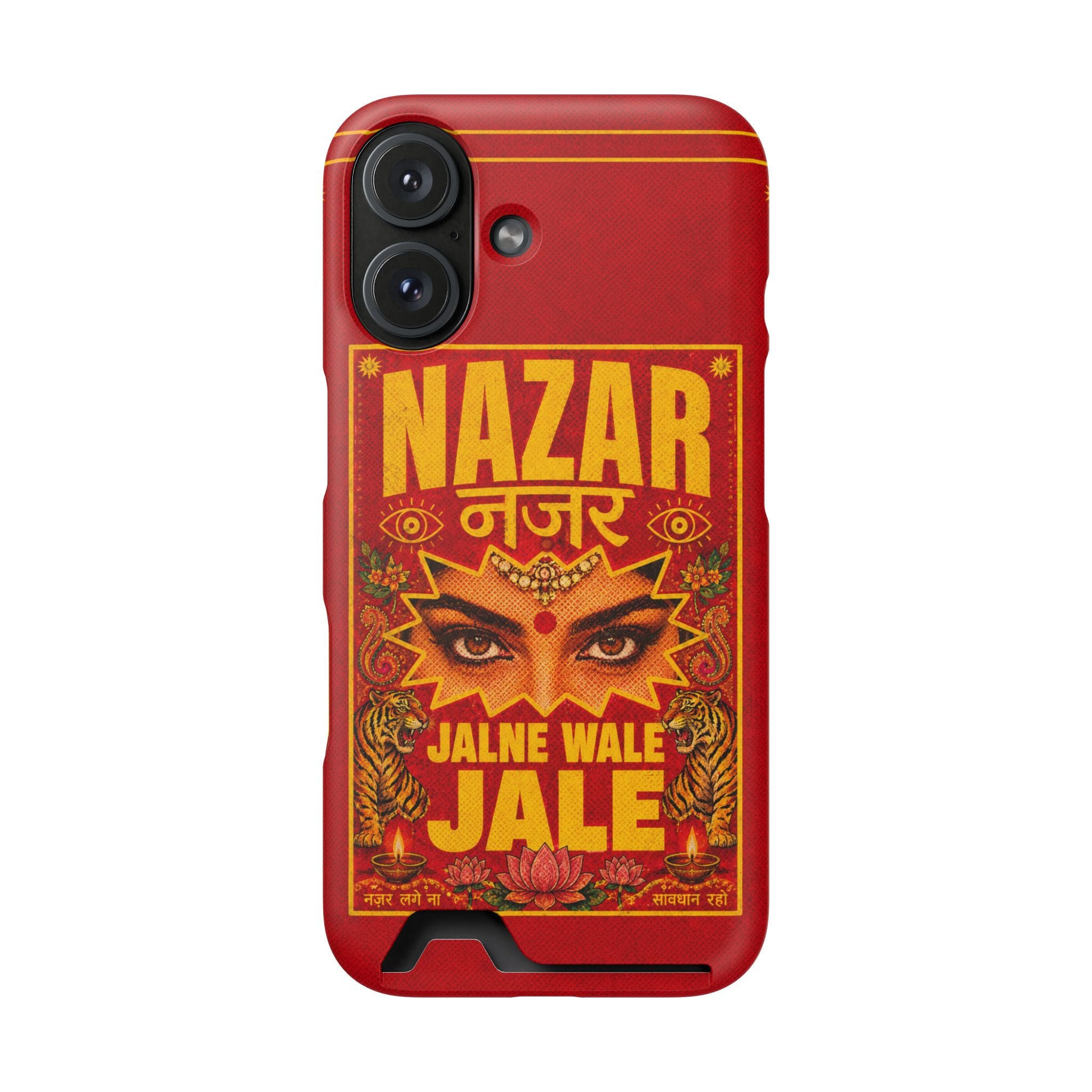 Nazar Phone Case with Card Holder — Bold Retro Indian Eye Protection Design