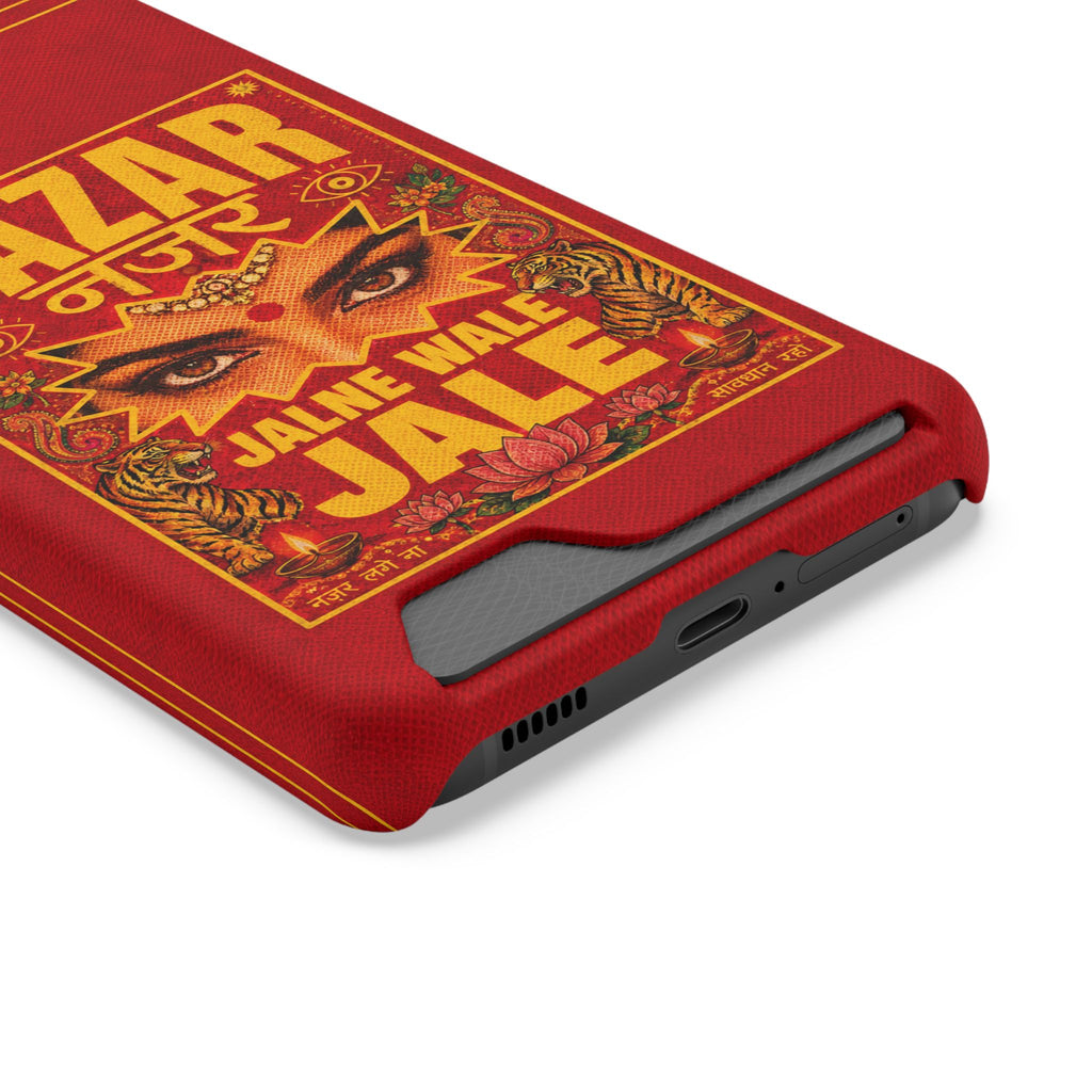 Nazar Phone Case with Card Holder — Bold Retro Indian Eye Protection Design