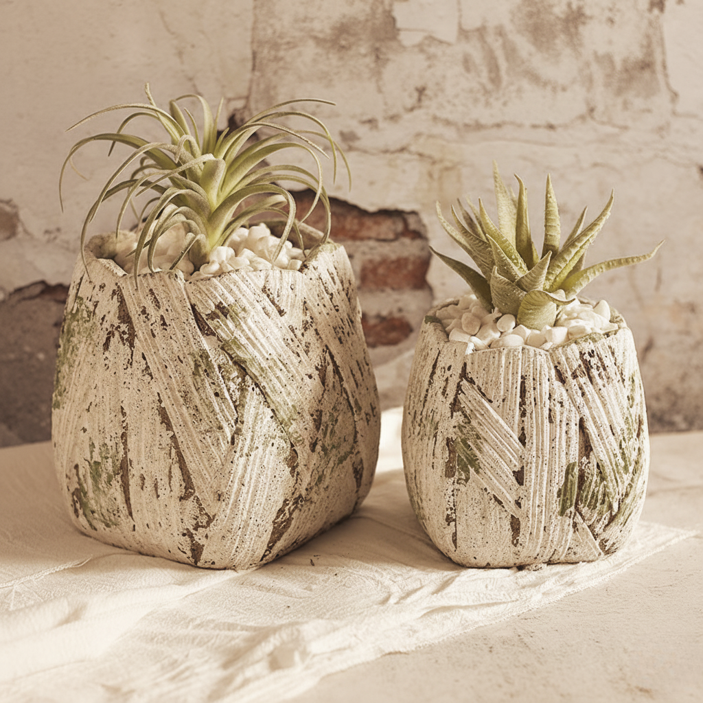 Petal Antique Finish Moss Stone Pattern Gardening Ornaments Flower Pot