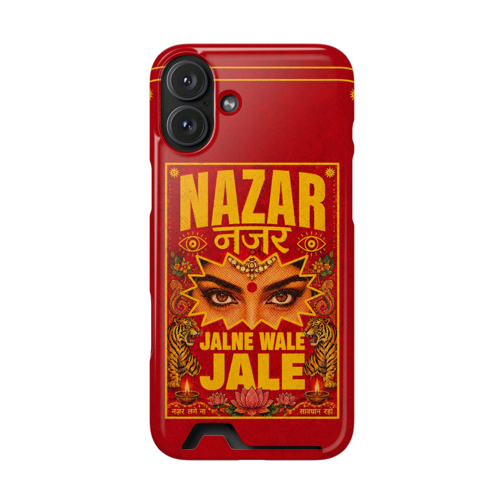 Nazar Phone Case with Card Holder — Bold Retro Indian Eye Protection Design