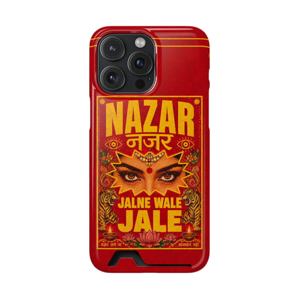 Nazar Phone Case with Card Holder — Bold Retro Indian Eye Protection Design