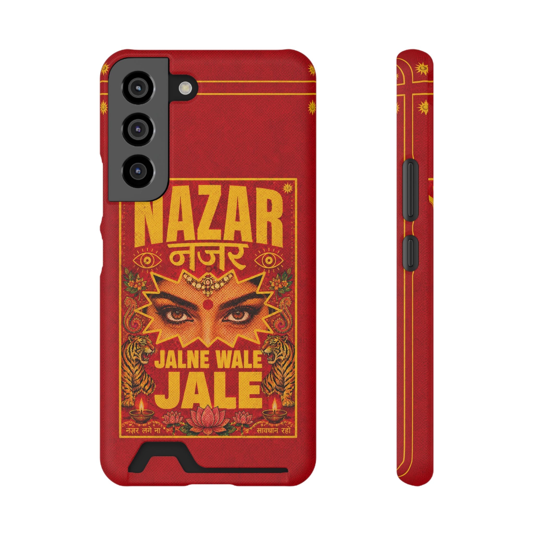 Nazar Phone Case with Card Holder — Bold Retro Indian Eye Protection Design