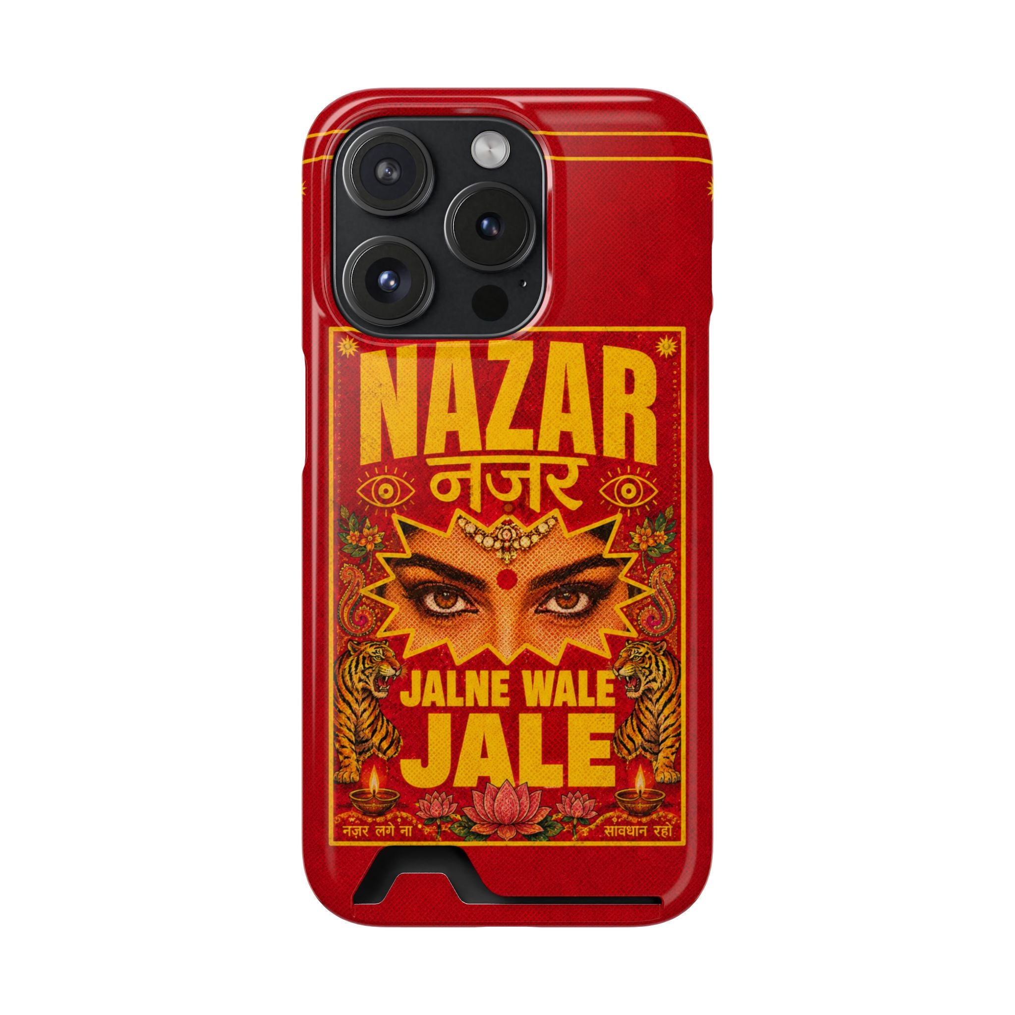 Nazar Phone Case with Card Holder — Bold Retro Indian Eye Protection Design