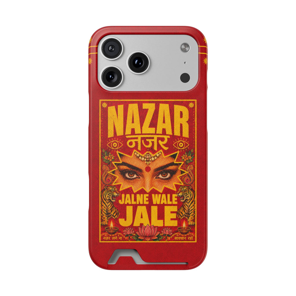 Nazar Phone Case with Card Holder — Bold Retro Indian Eye Protection Design