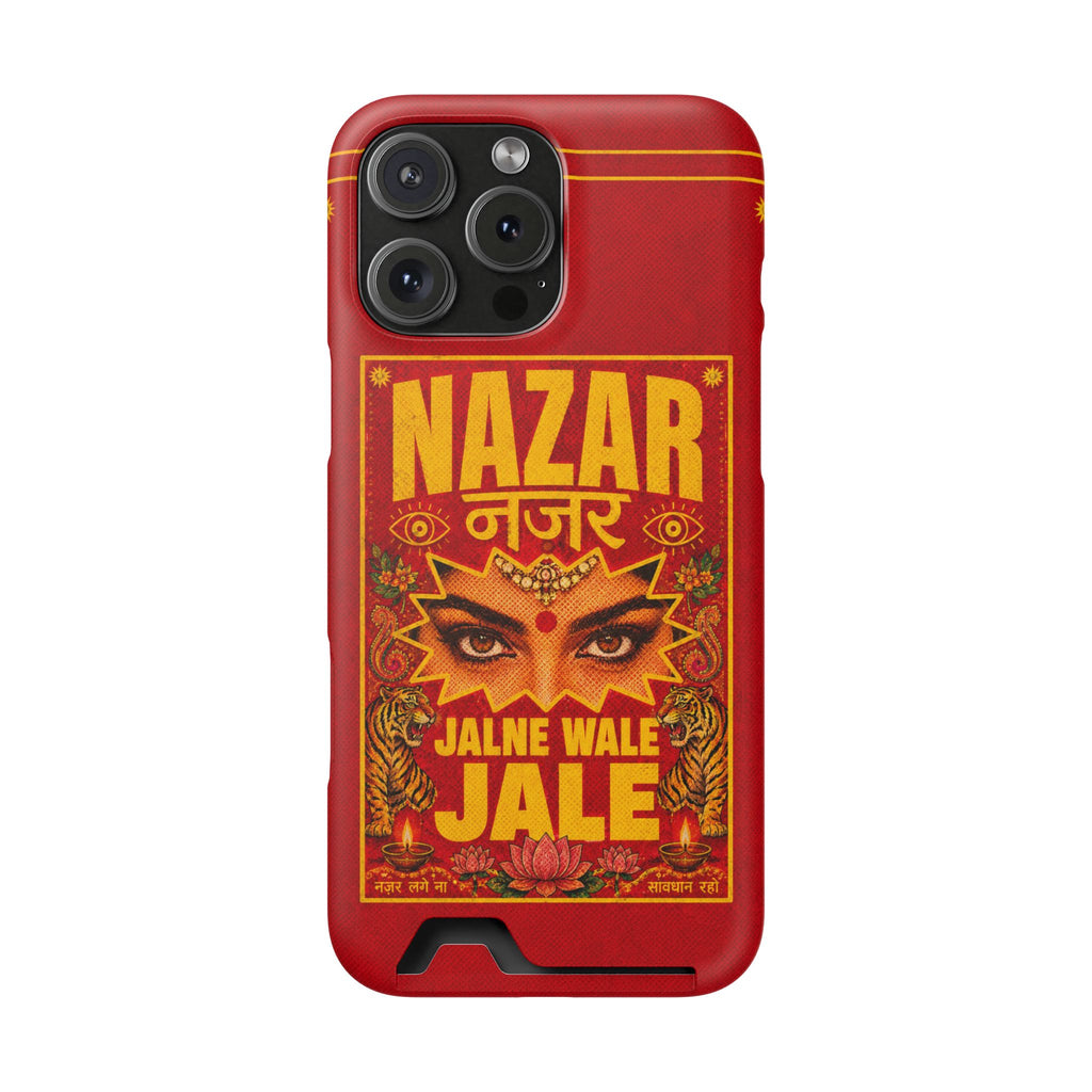 Nazar Phone Case with Card Holder — Bold Retro Indian Eye Protection Design