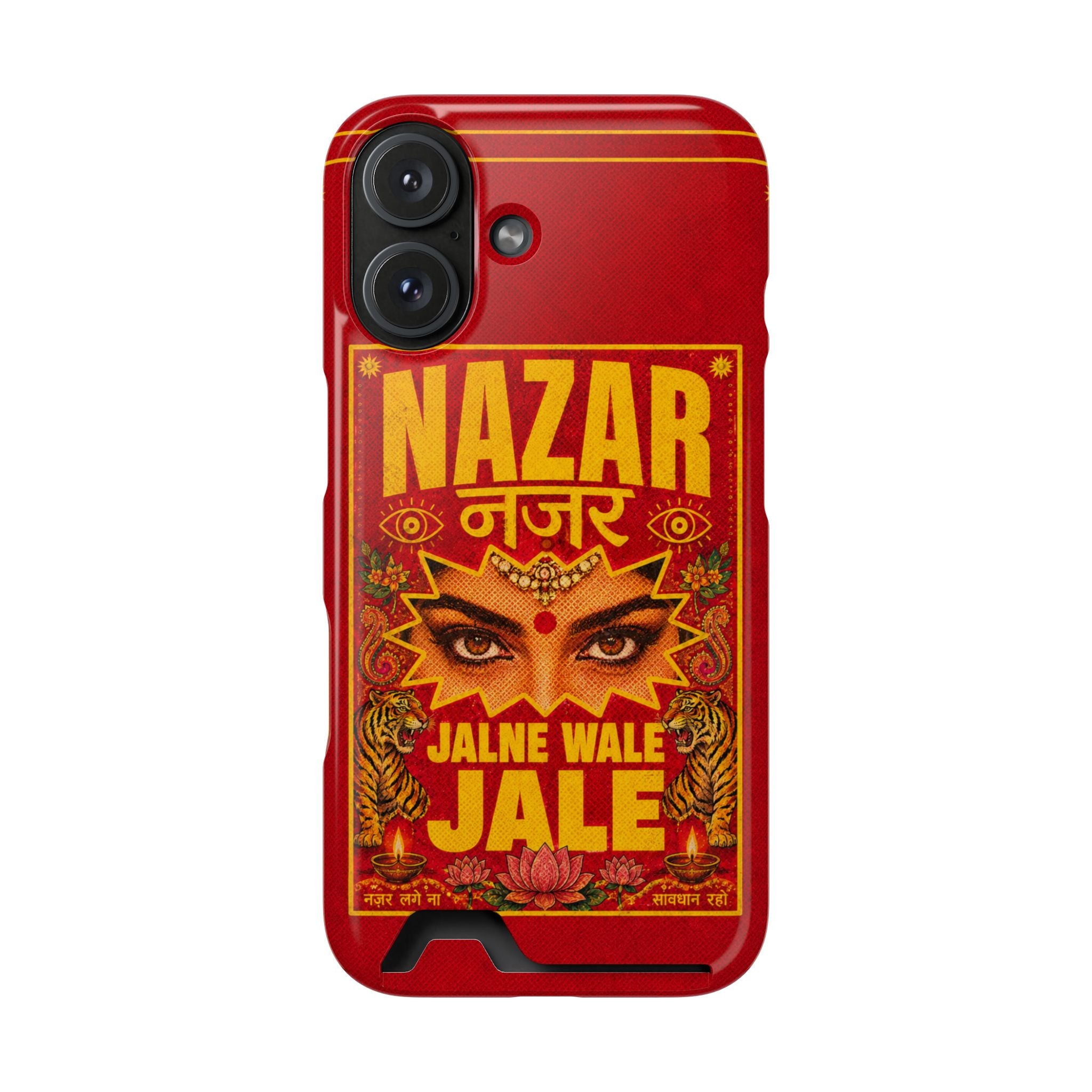Nazar Phone Case with Card Holder — Bold Retro Indian Eye Protection Design
