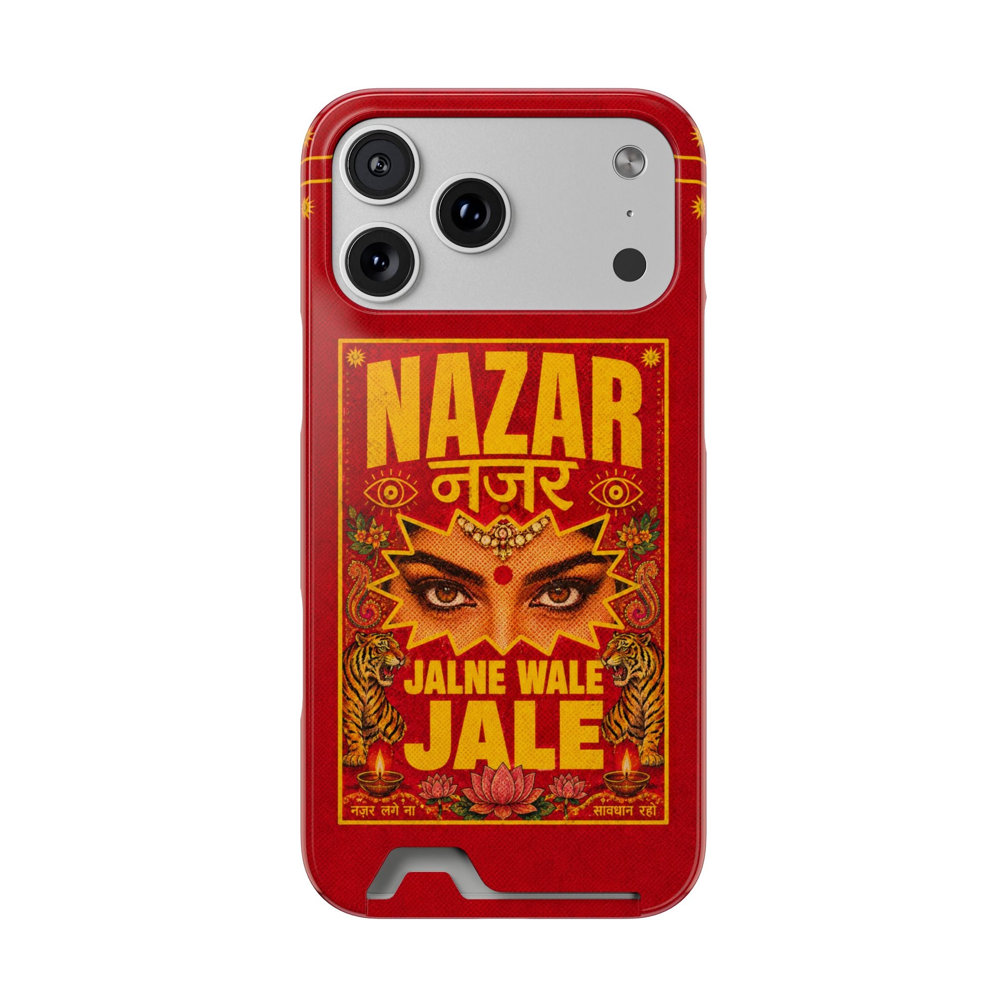 Nazar Phone Case with Card Holder — Bold Retro Indian Eye Protection Design