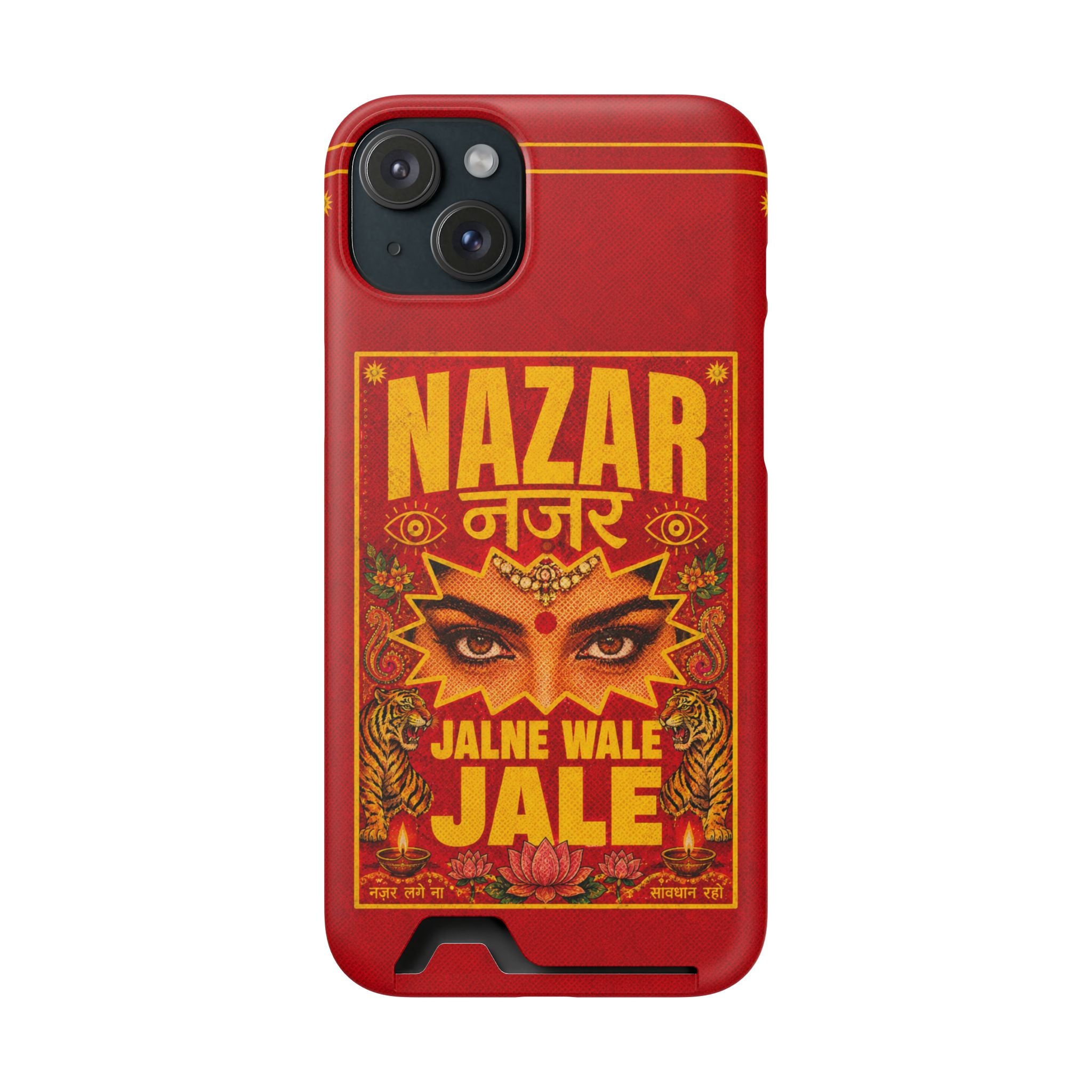 Nazar Phone Case with Card Holder — Bold Retro Indian Eye Protection Design