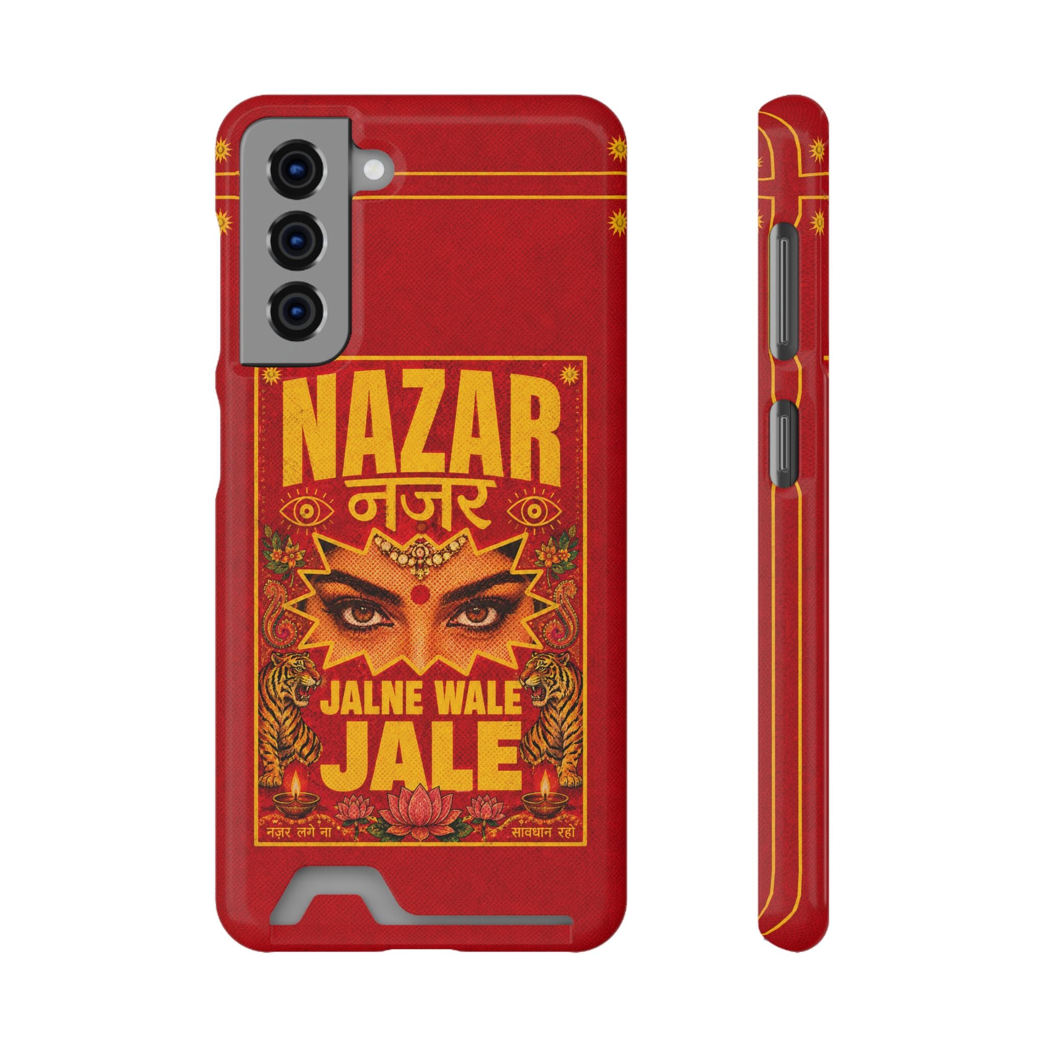 Nazar Phone Case with Card Holder — Bold Retro Indian Eye Protection Design