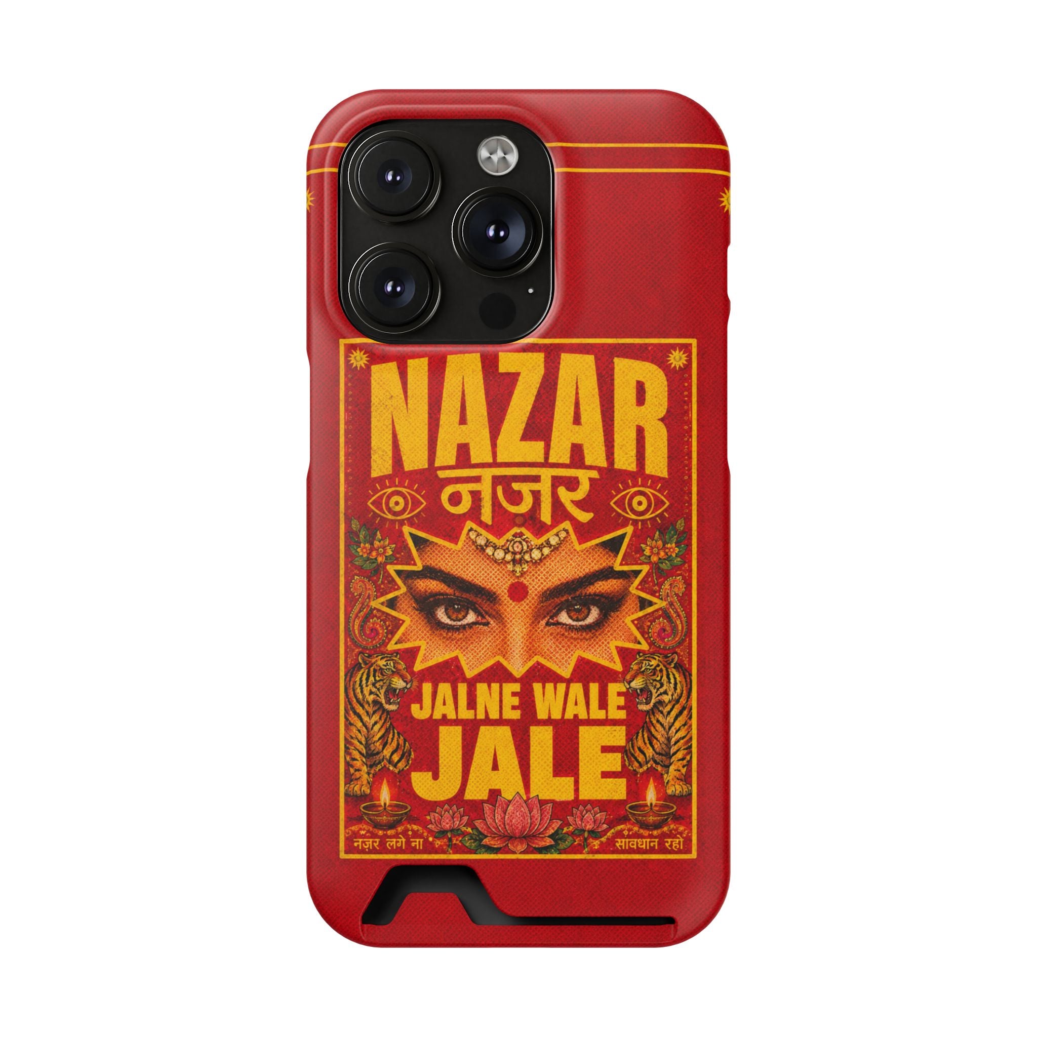 Nazar Phone Case with Card Holder — Bold Retro Indian Eye Protection Design