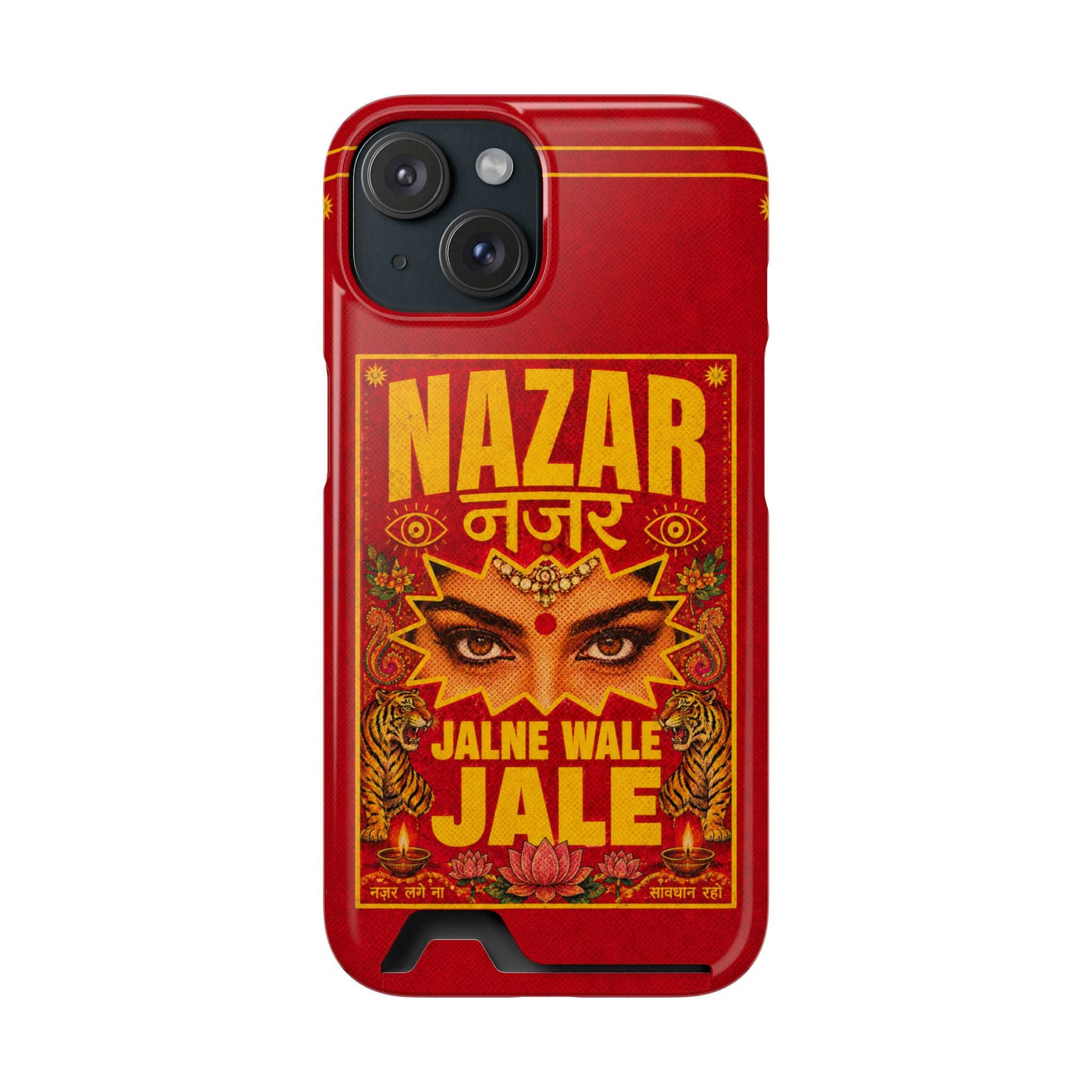 Nazar Phone Case with Card Holder — Bold Retro Indian Eye Protection Design