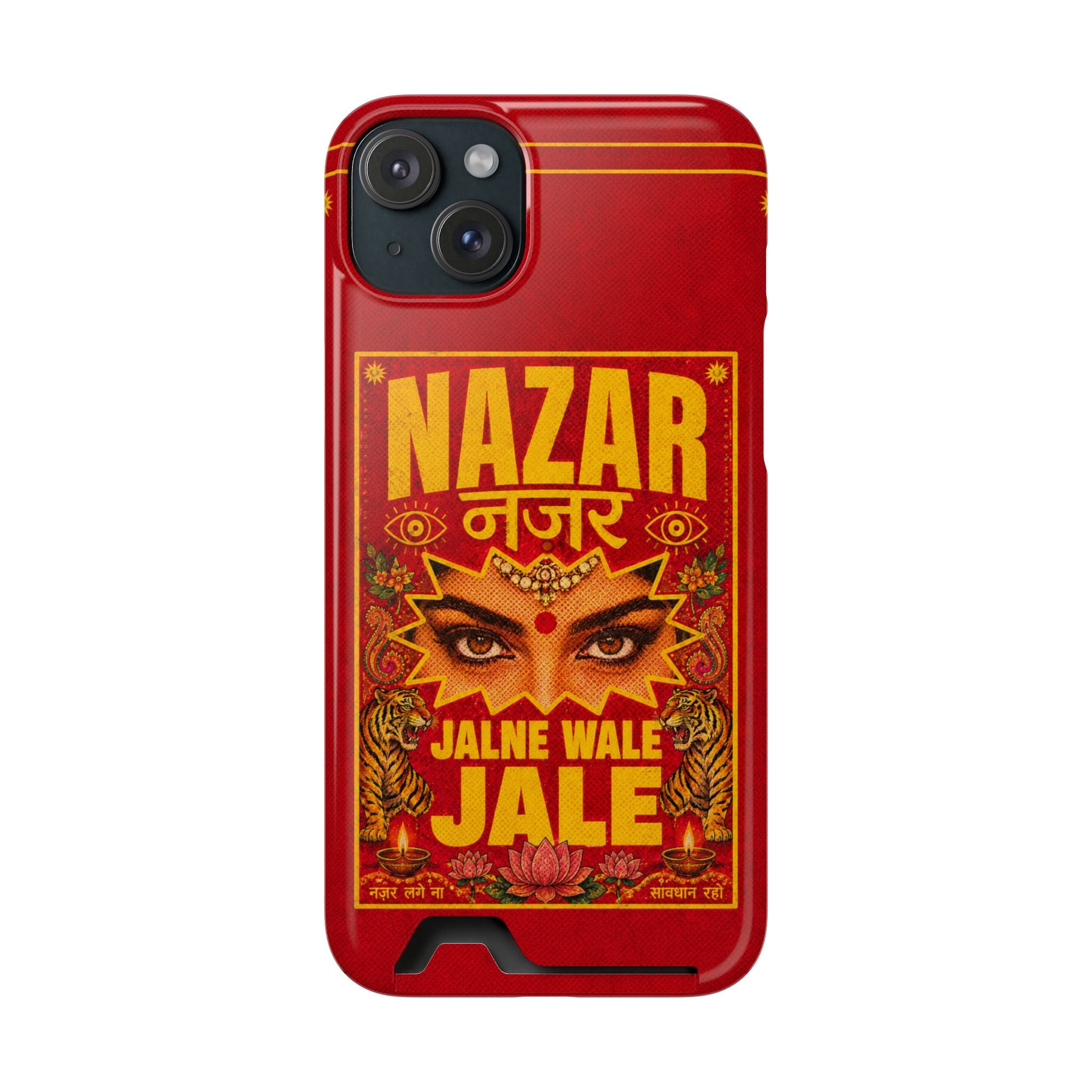 Nazar Phone Case with Card Holder — Bold Retro Indian Eye Protection Design