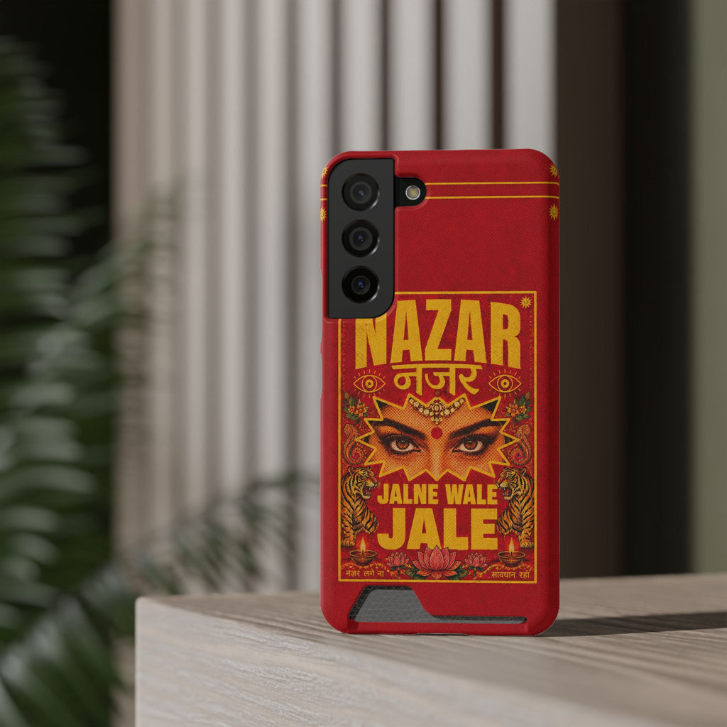 Nazar Phone Case with Card Holder — Bold Retro Indian Eye Protection Design