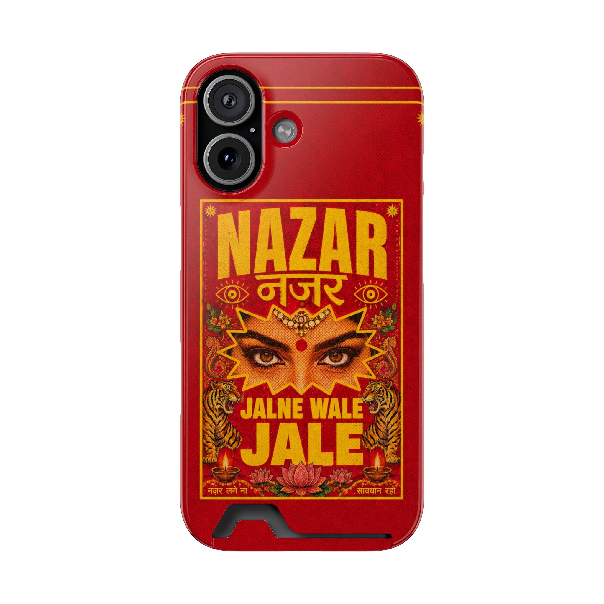 Nazar Phone Case with Card Holder — Bold Retro Indian Eye Protection Design