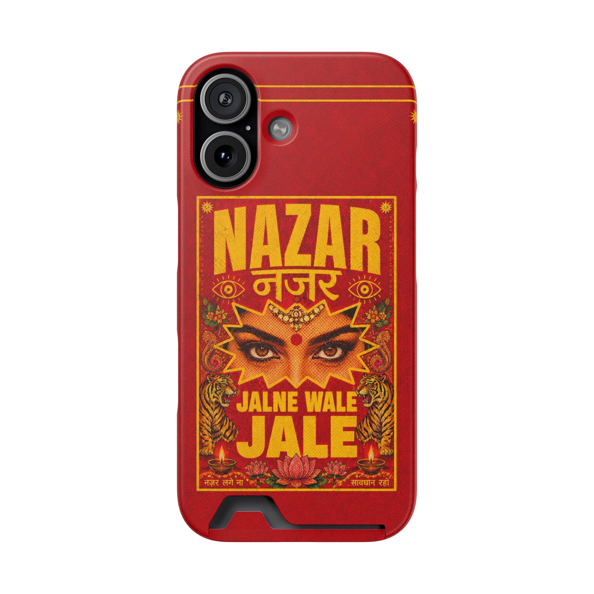Nazar Phone Case with Card Holder — Bold Retro Indian Eye Protection Design