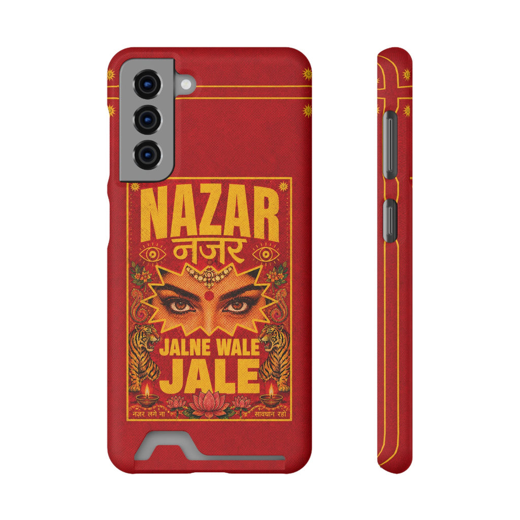 Nazar Phone Case with Card Holder — Bold Retro Indian Eye Protection Design