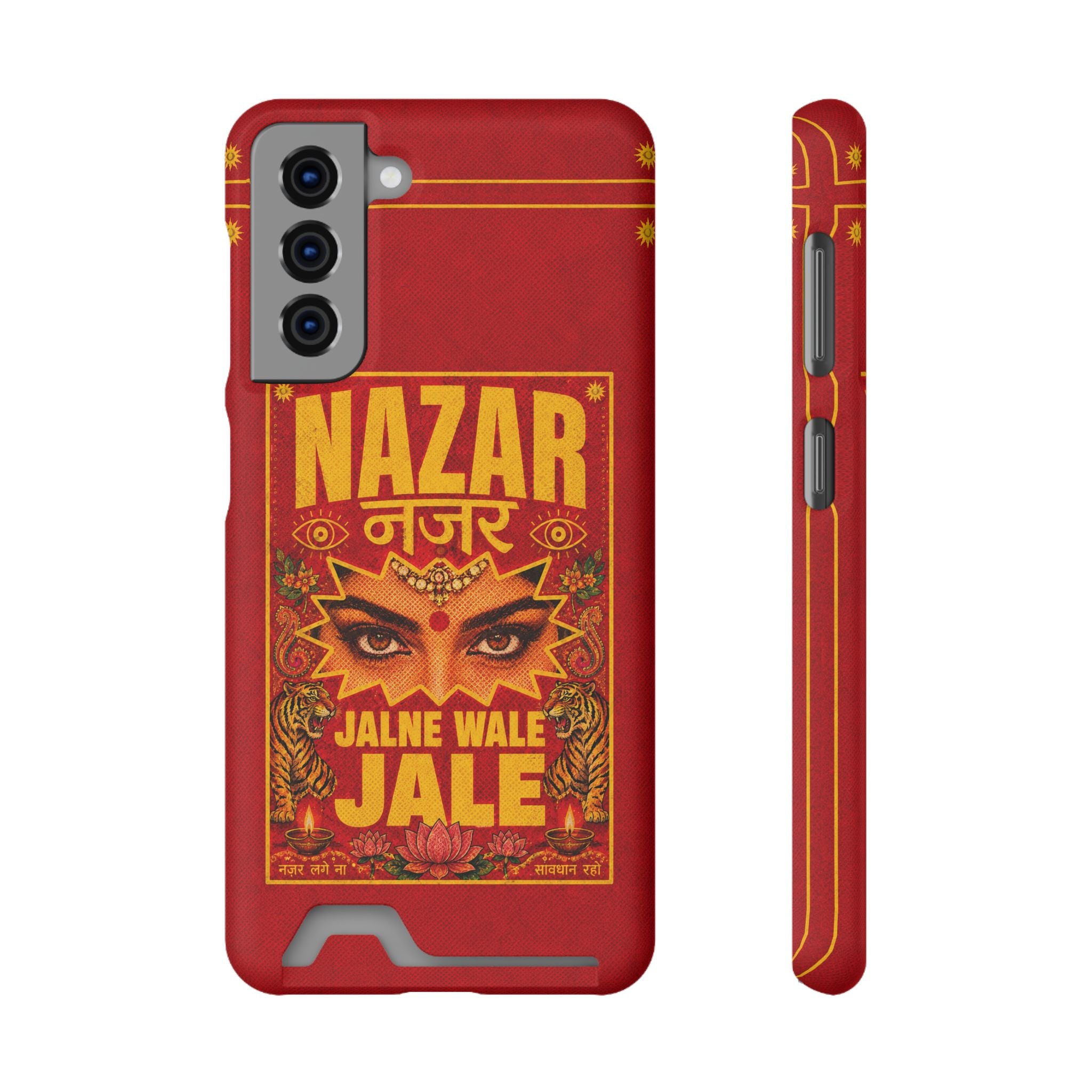 Nazar Phone Case with Card Holder — Bold Retro Indian Eye Protection Design
