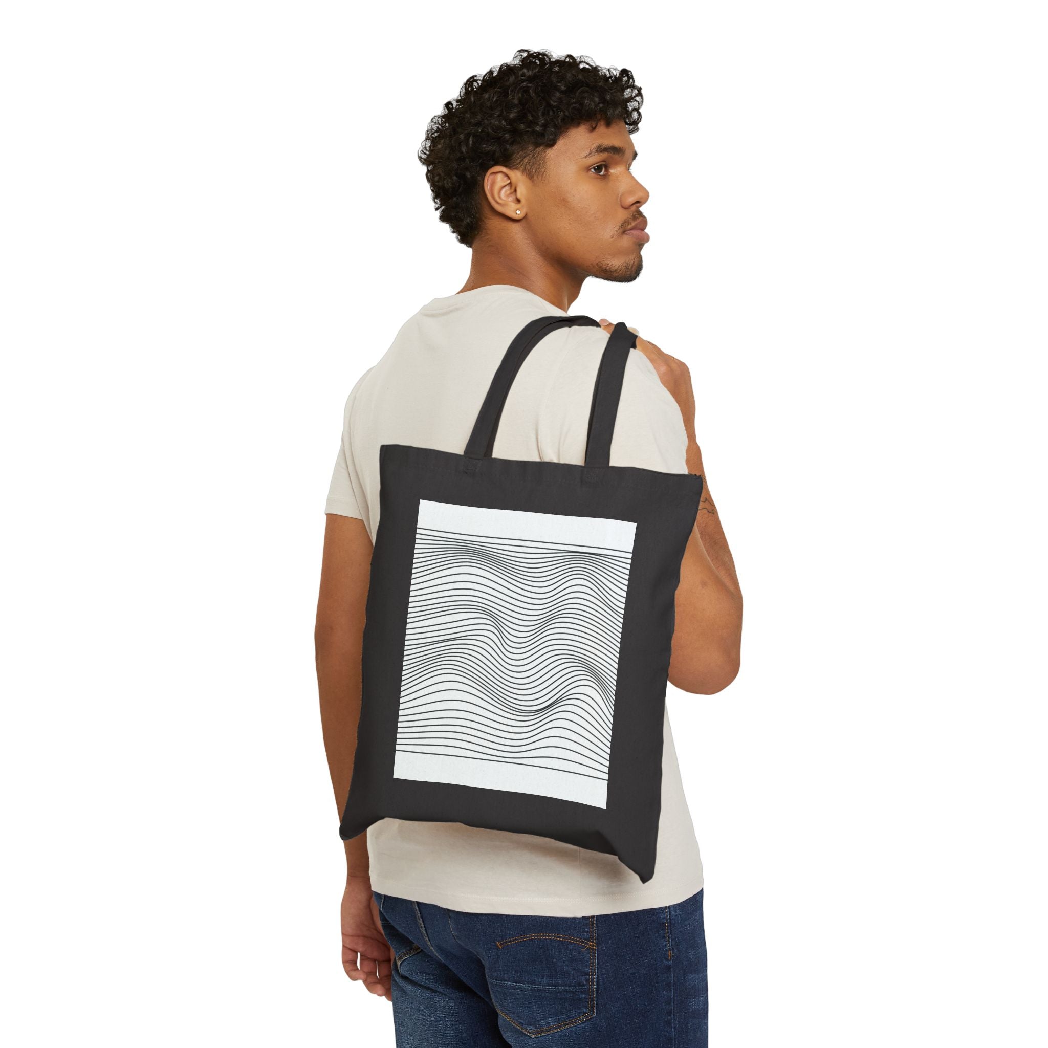 Wavy Cotton Canvas Tote Bag