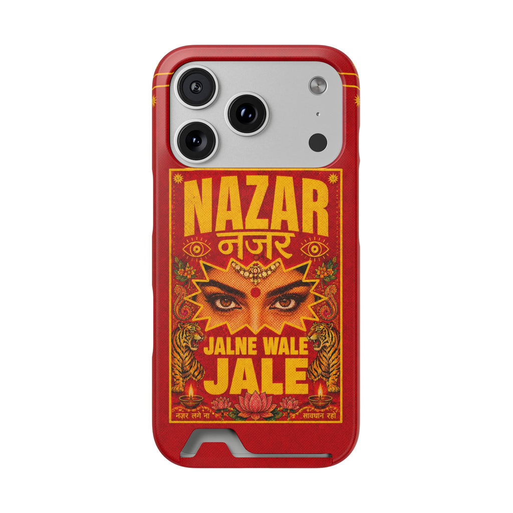 Nazar Phone Case with Card Holder — Bold Retro Indian Eye Protection Design