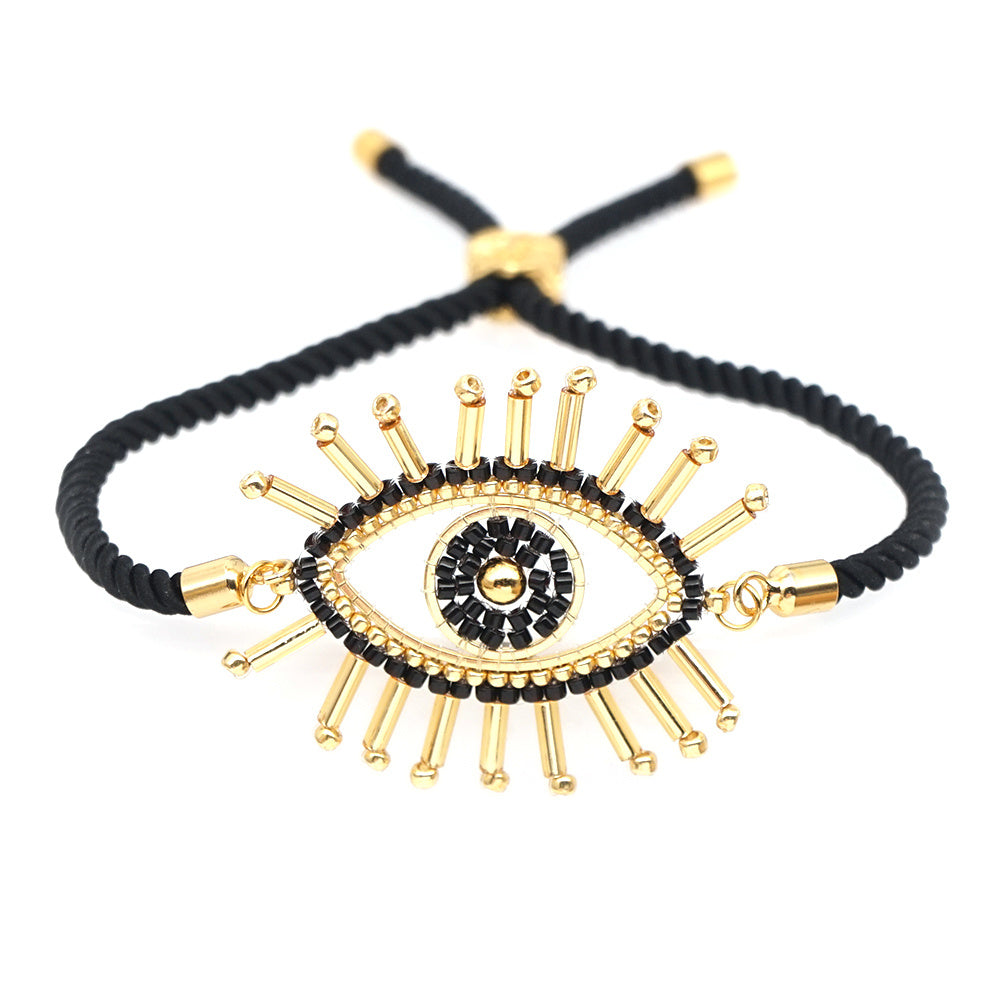 Rice beads hand-woven Evil Eye bracelet