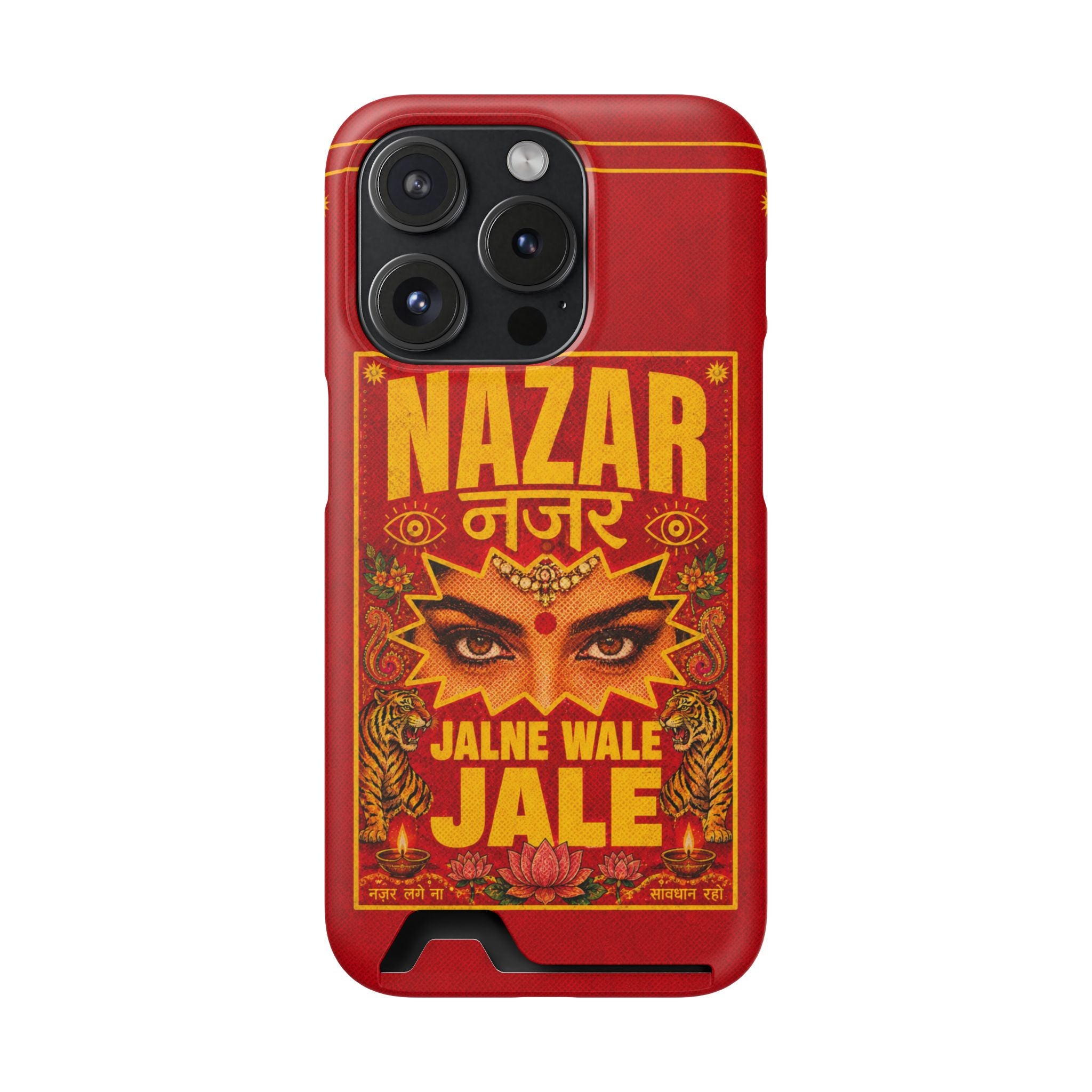 Nazar Phone Case with Card Holder — Bold Retro Indian Eye Protection Design