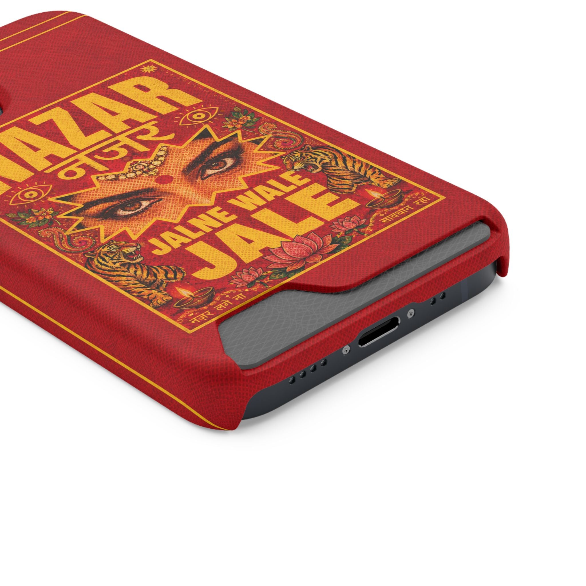 Nazar Phone Case with Card Holder — Bold Retro Indian Eye Protection Design
