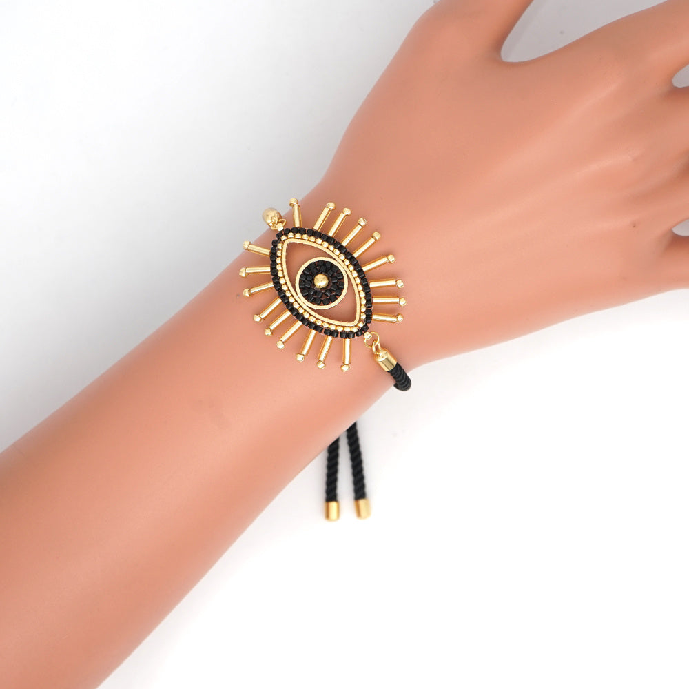Rice beads hand-woven Evil Eye bracelet
