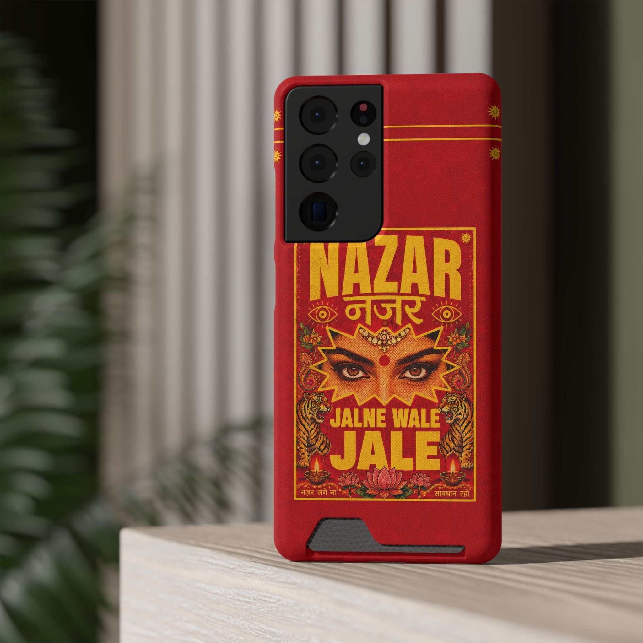 Nazar Phone Case with Card Holder — Bold Retro Indian Eye Protection Design