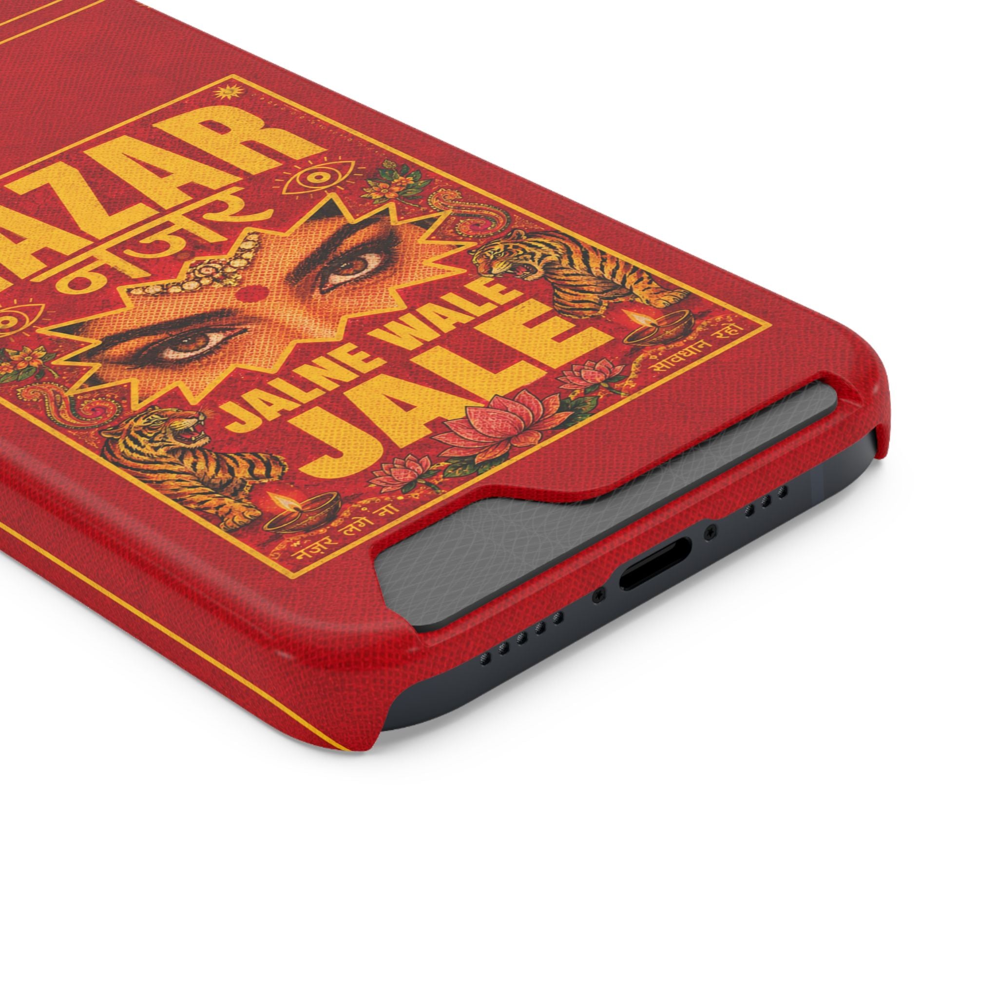 Nazar Phone Case with Card Holder — Bold Retro Indian Eye Protection Design