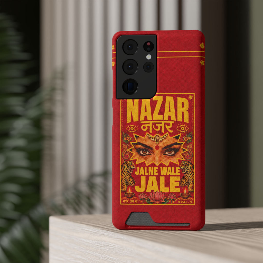 Nazar Phone Case with Card Holder — Bold Retro Indian Eye Protection Design