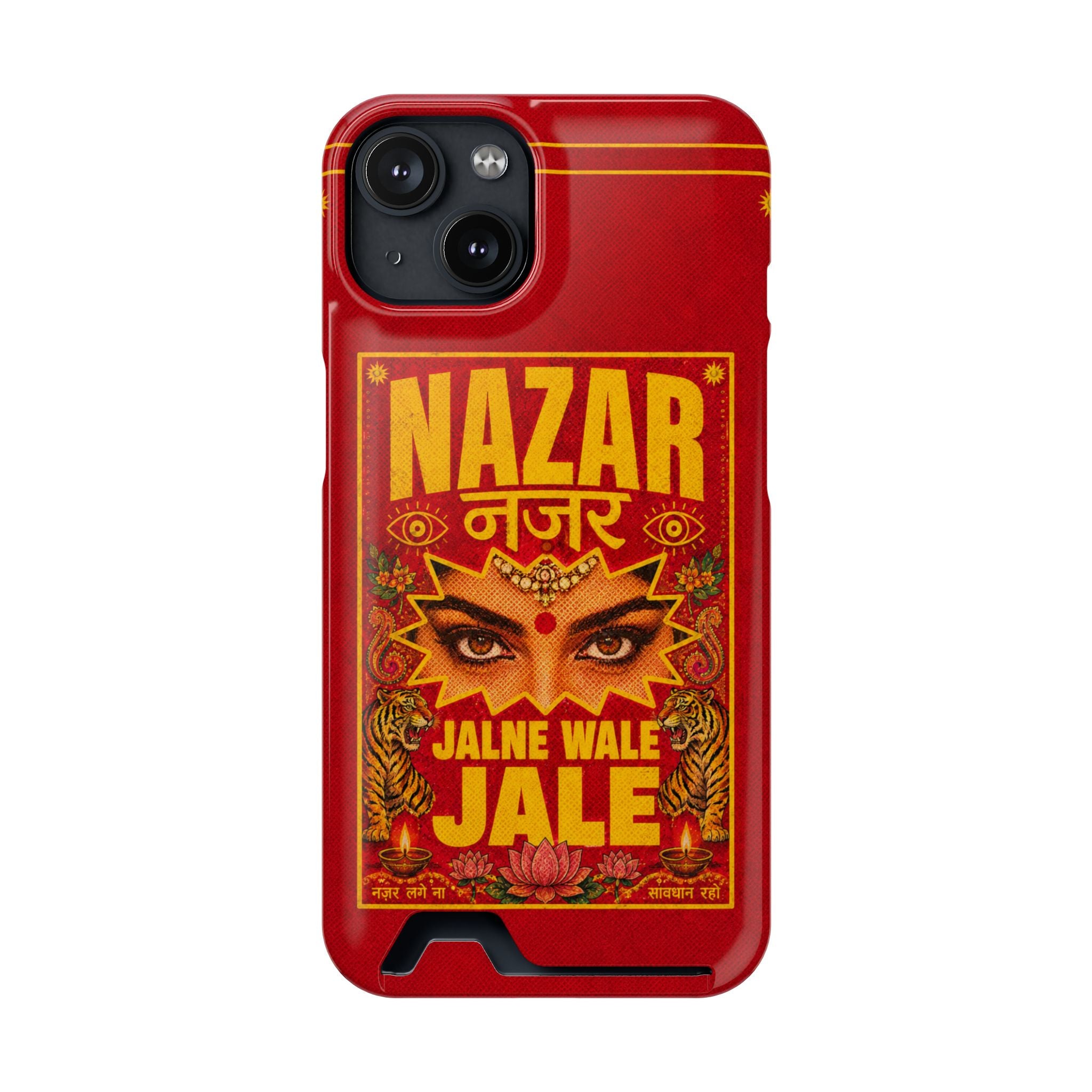Nazar Phone Case with Card Holder — Bold Retro Indian Eye Protection Design