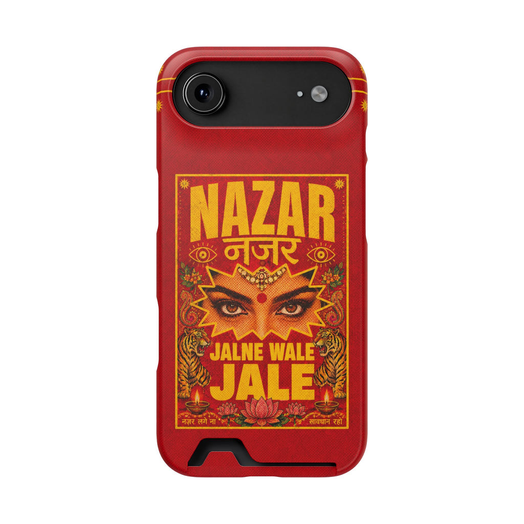 Nazar Phone Case with Card Holder — Bold Retro Indian Eye Protection Design