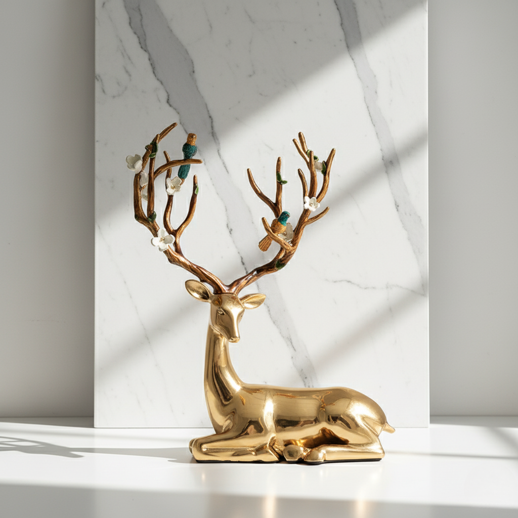 Modern Light Brass Deer Entrance Decoration Enamel