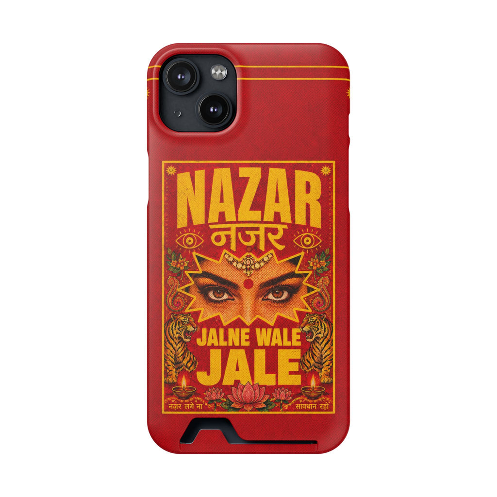 Nazar Phone Case with Card Holder — Bold Retro Indian Eye Protection Design