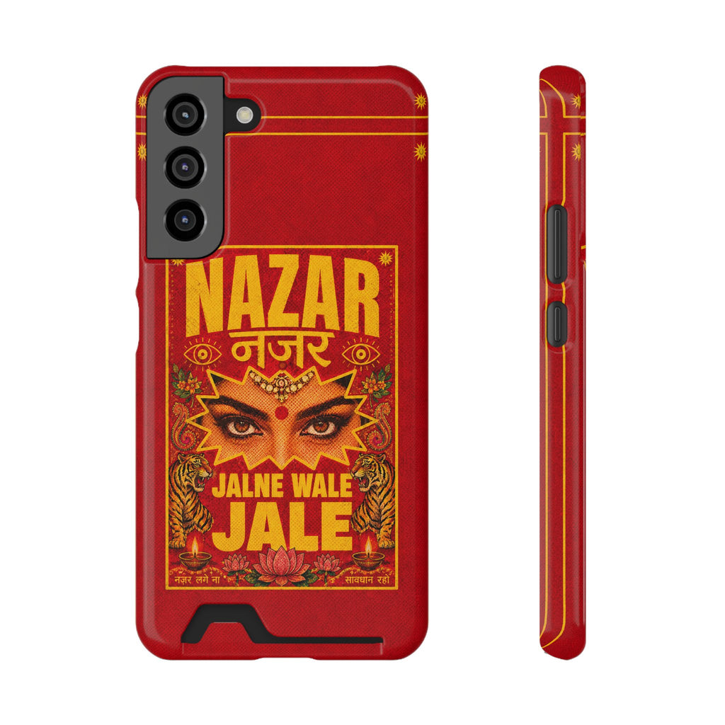 Nazar Phone Case with Card Holder — Bold Retro Indian Eye Protection Design