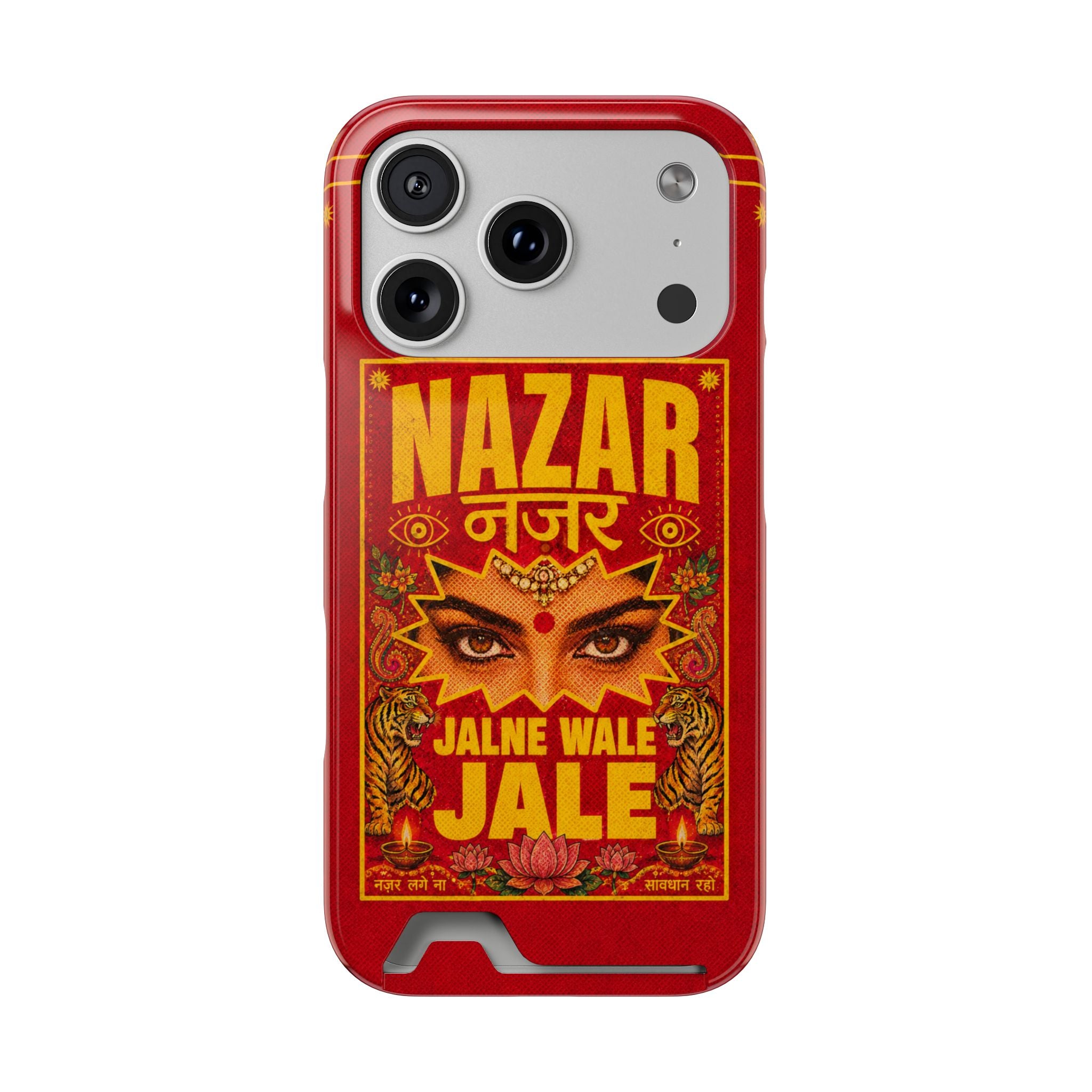Nazar Phone Case with Card Holder — Bold Retro Indian Eye Protection Design