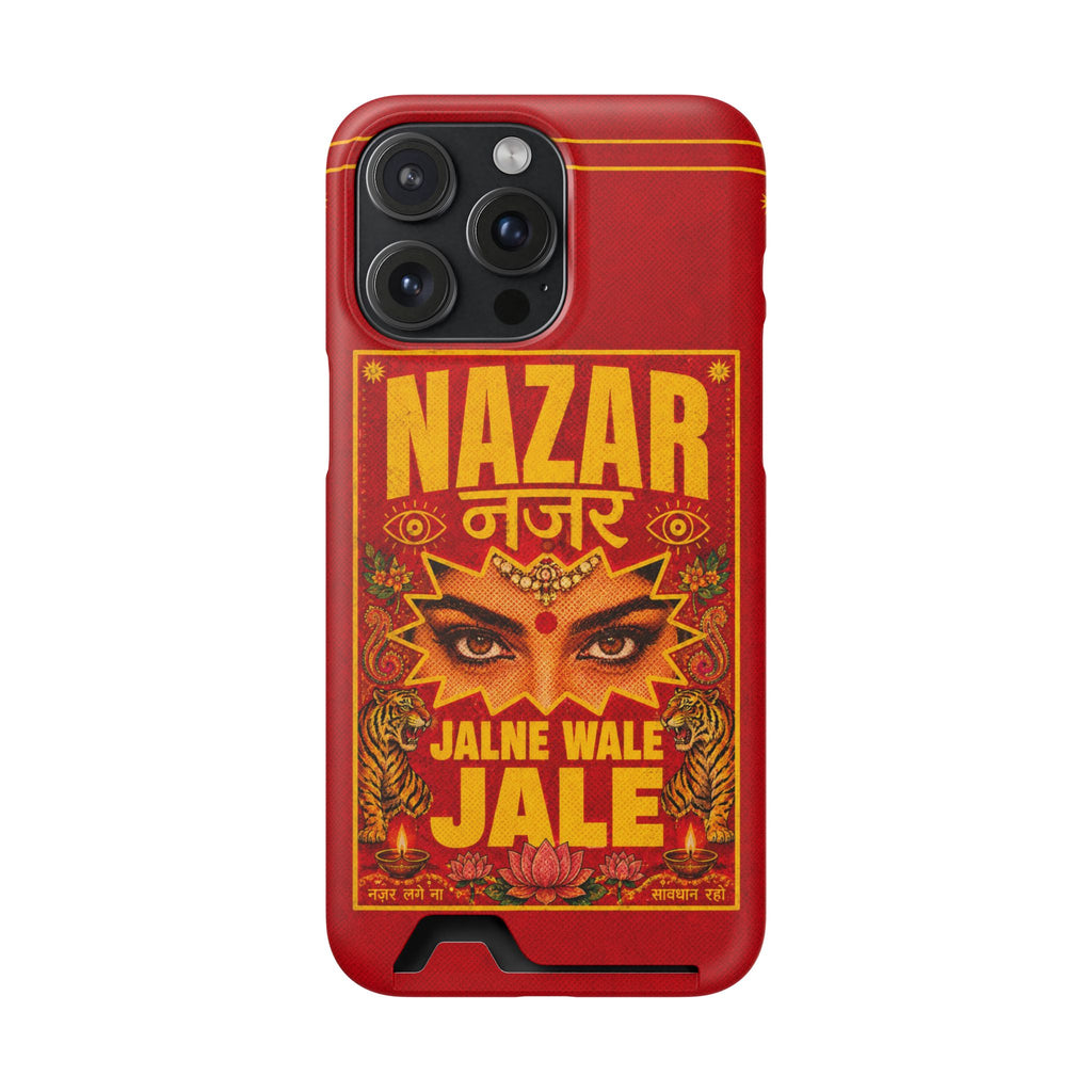 Nazar Phone Case with Card Holder — Bold Retro Indian Eye Protection Design