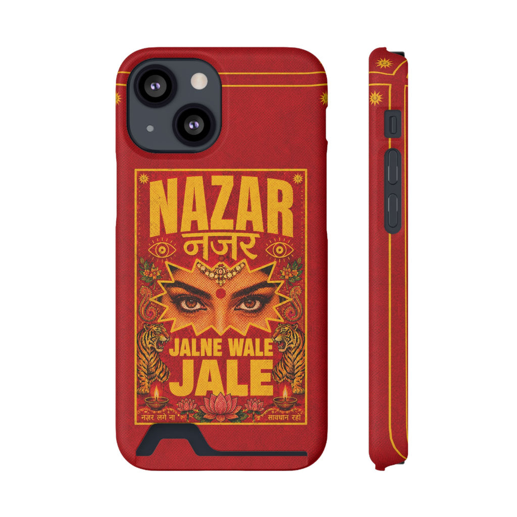 Nazar Phone Case with Card Holder — Bold Retro Indian Eye Protection Design