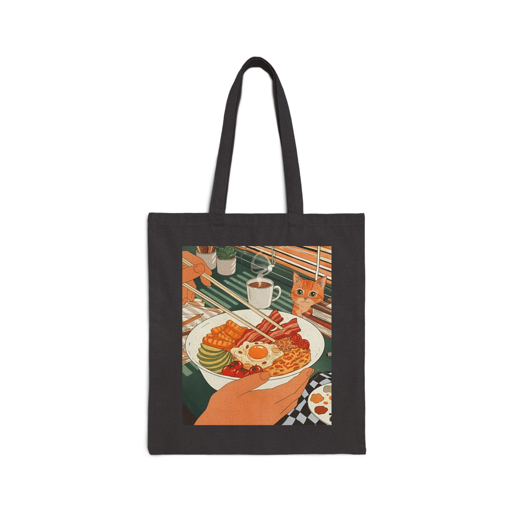 Breakfast with Whiskers, Cotton Canvas Tote Bag