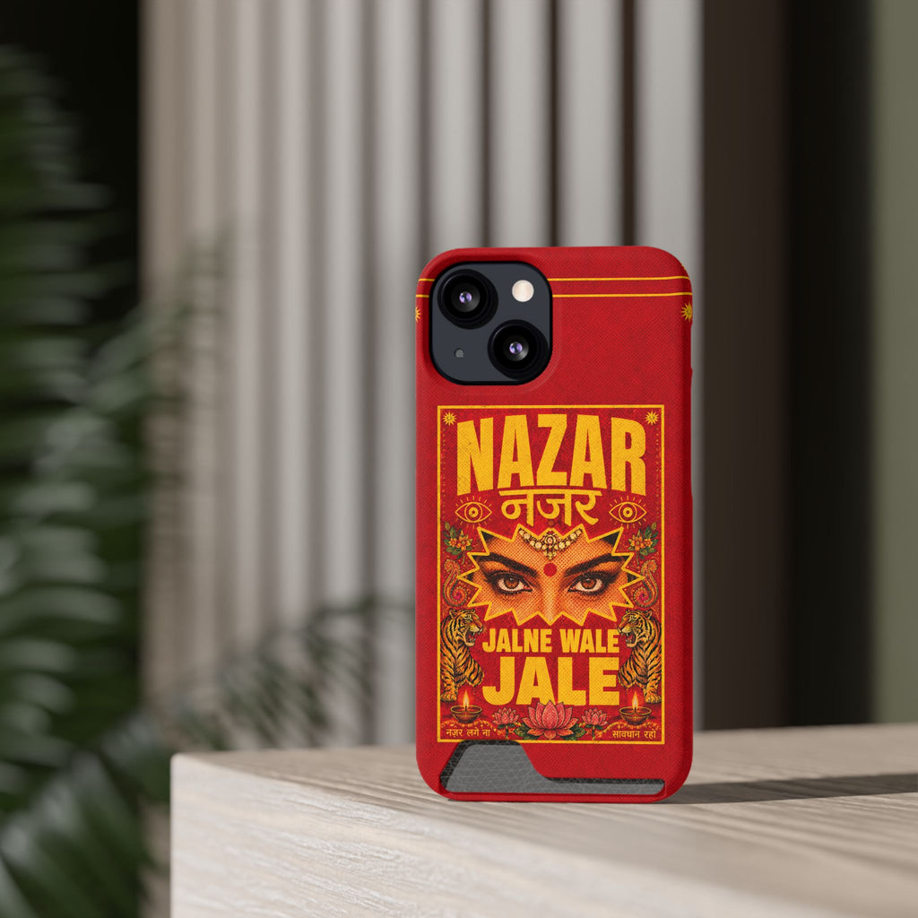 Nazar Phone Case with Card Holder — Bold Retro Indian Eye Protection Design