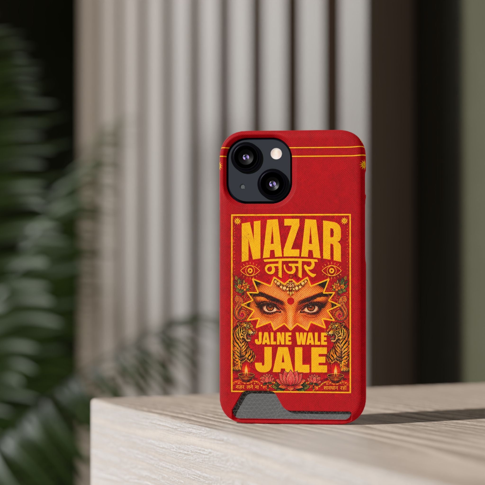 Nazar Phone Case with Card Holder — Bold Retro Indian Eye Protection Design