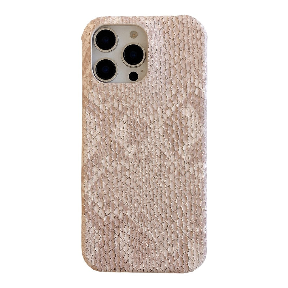 For iPhone 15 Pro Max Case Gold Thread Lacquered Snake Texture PU + PC Phone Back Cover