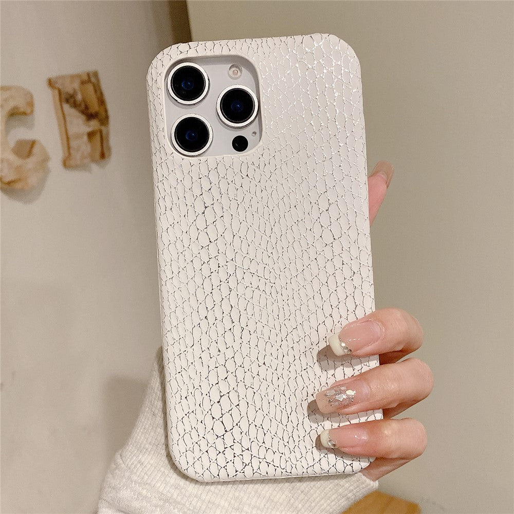 For iPhone 15 Pro Max Case Gold Thread Lacquered Snake Texture PU + PC Phone Back Cover